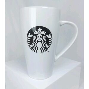 2014 Starbucks Tall 18 oz Latte Mug Cup Black Siren Logo Ceramic
